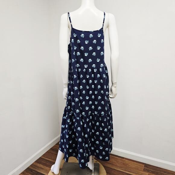 Universal Thread Midi Dress Large Sleeveless Stamped Floral Print Tiered Pockets - Picture 3 of 10